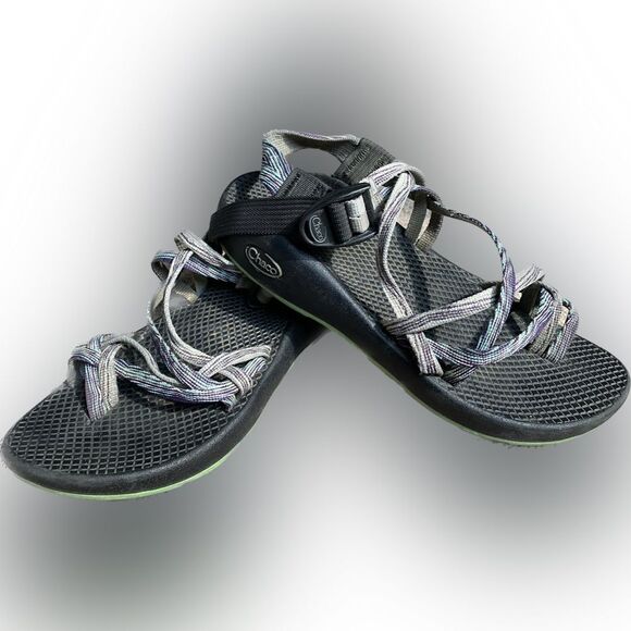 Chaco Women’s ZX/2 Dual Strap Classic Sandal Purple Blue White Geometric Size 7 - Picture 1 of 5